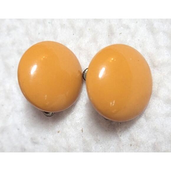 Vtg 1930s 1940s Butterscotch Bakelite Button Screwback Earrings 3/4" Tested - Picture 1 of 6